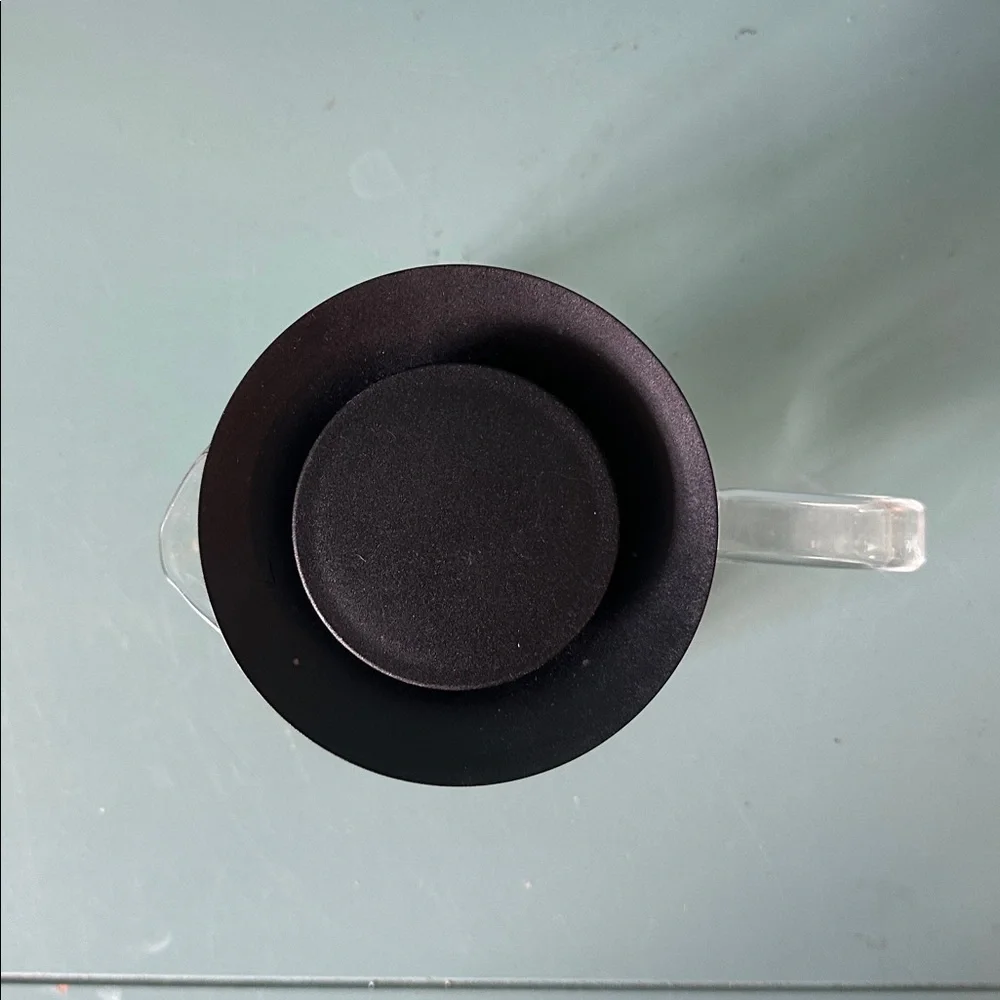 Glass Teapot with Black Lid and Silver Infuser